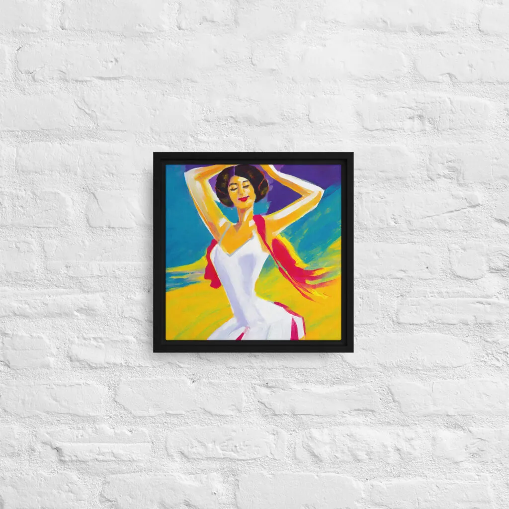 Tableau sur toile avec cadre danseuse flamenco style pop art format 305 x 305 mm chez Tableau Déco