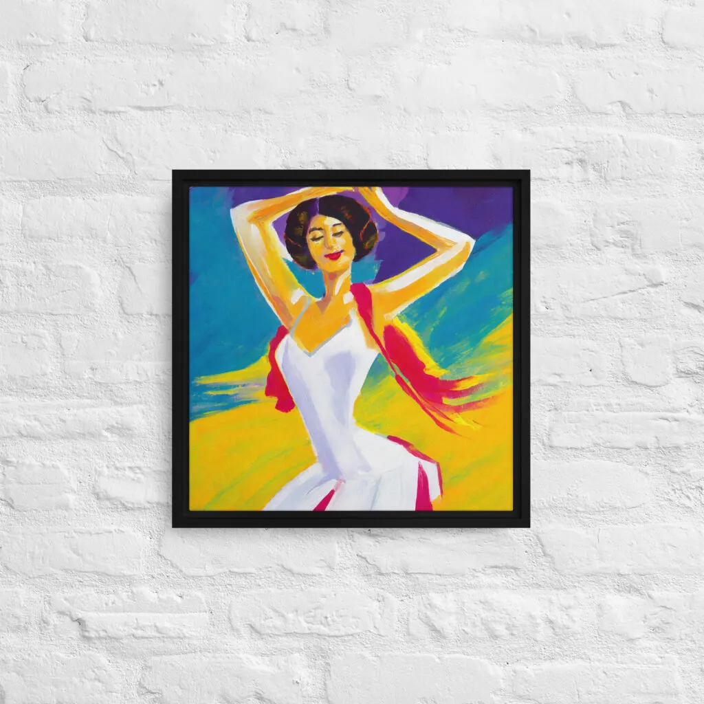 Tableau sur toile avec cadre danseuse flamenco style pop art format 406 x 406 mm chez Tableau Déco