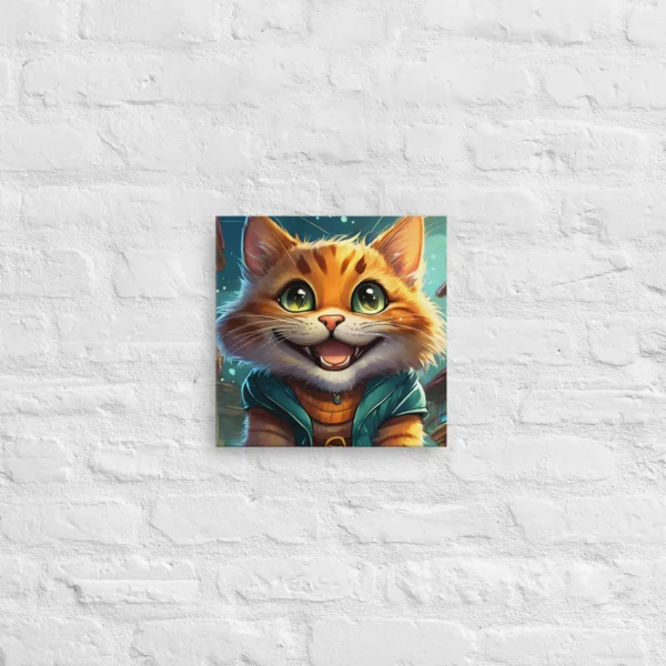 Tableau sur toile chat souriant dans la nuit format 305 x 305mm